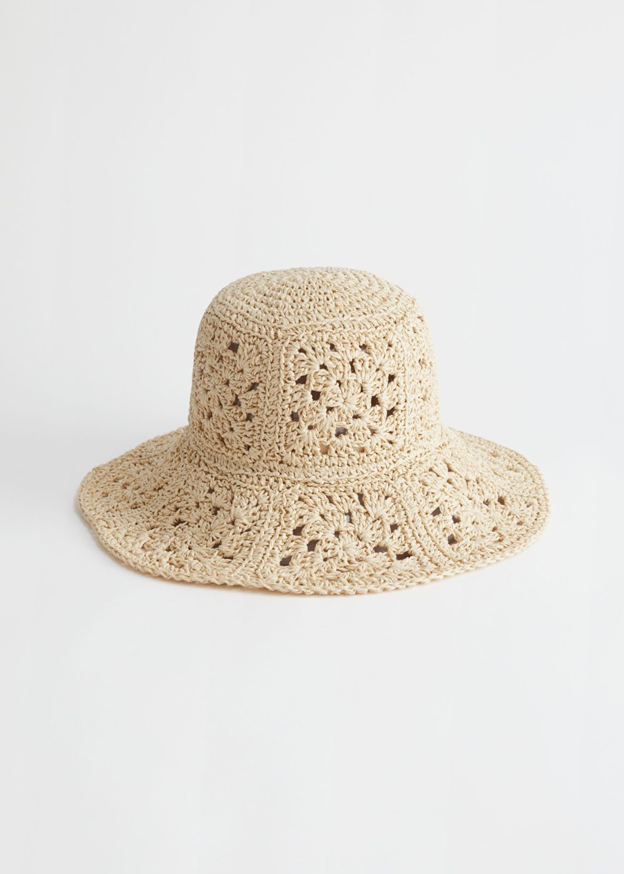 Accessoarer & Other Stories | Crocheted Straw Bucket Hat Naturligt Material Av Stra