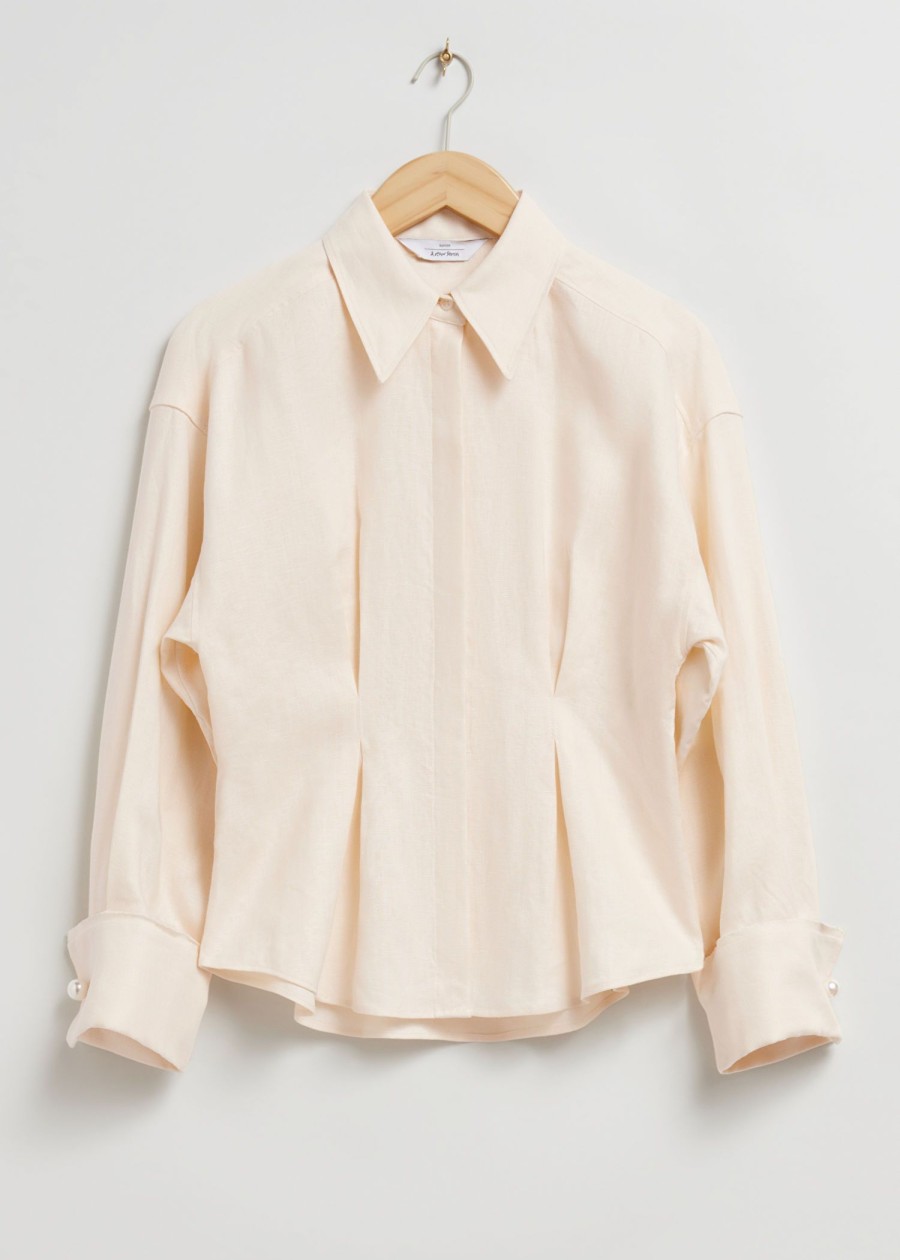 Klader & Other Stories | Pleated Detail Linen Shirt Cremevit