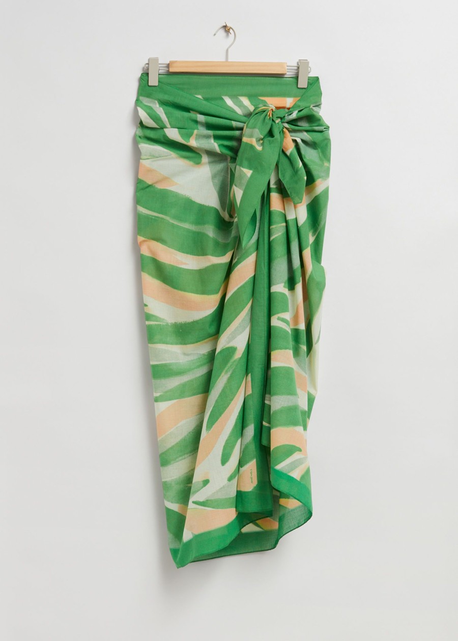 Accessoarer & Other Stories | Printed Cotton Sarong Sea Green