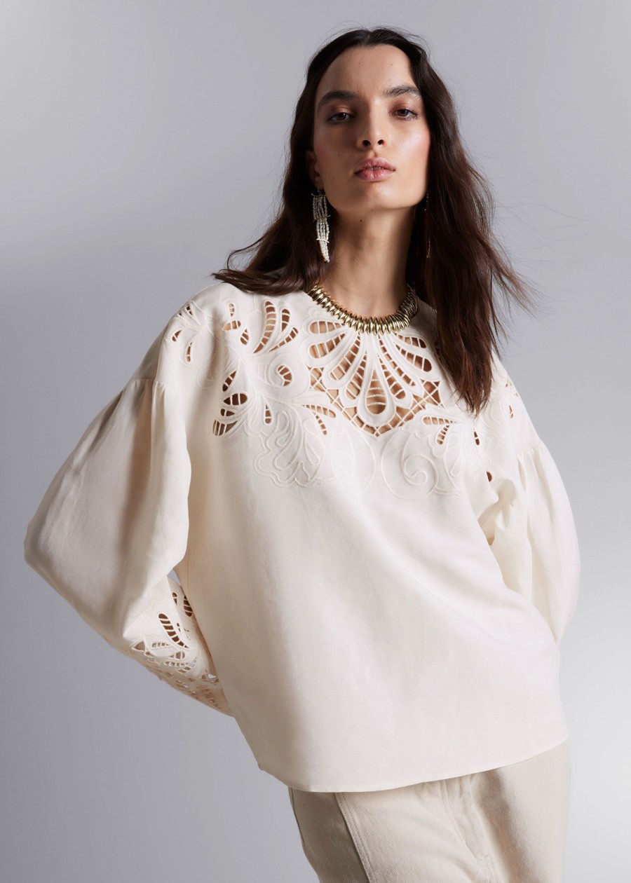 Klader & Other Stories | Blus Med Broderie Anglaise Vit