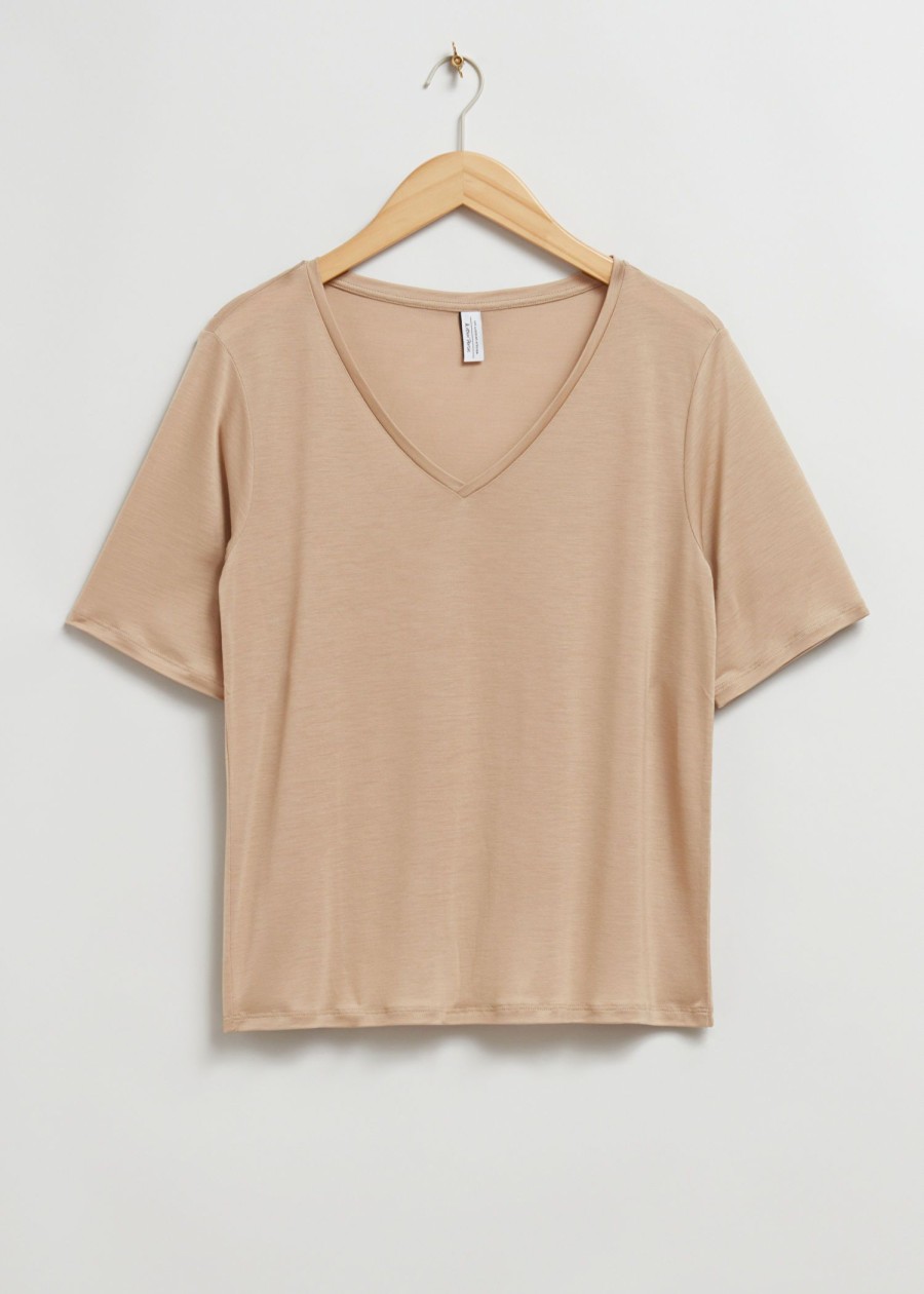 Klader & Other Stories | V-Ringad T-Shirt Ljusbeige