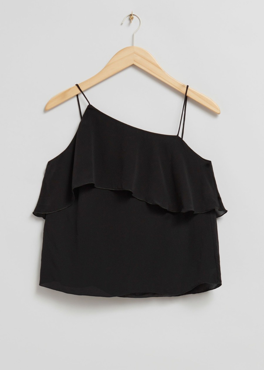 Klader & Other Stories | Diagonal Frilled Top Svart