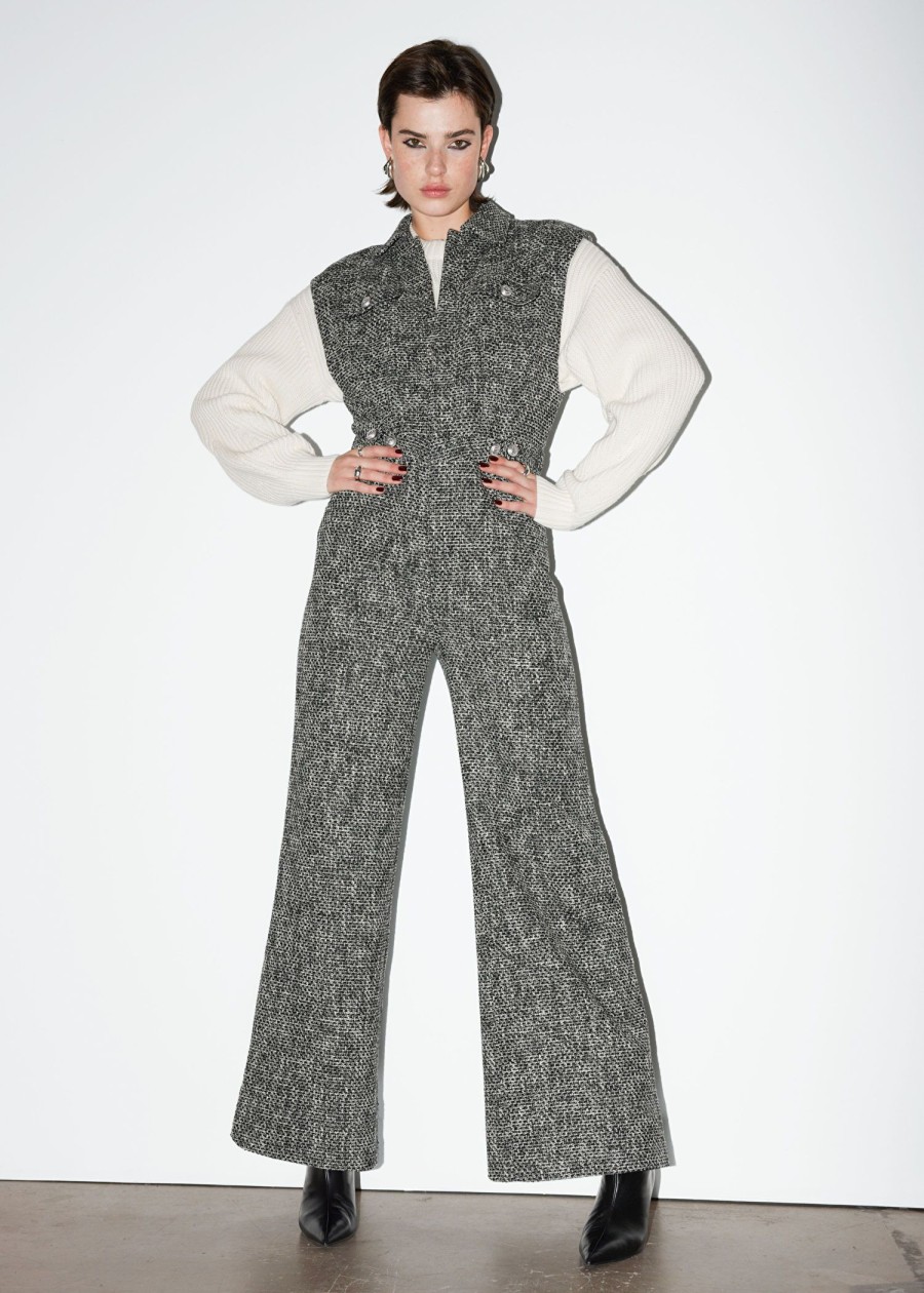 Klader & Other Stories | Vid Armlos Jumpsuit I Tweed Svart Tweed