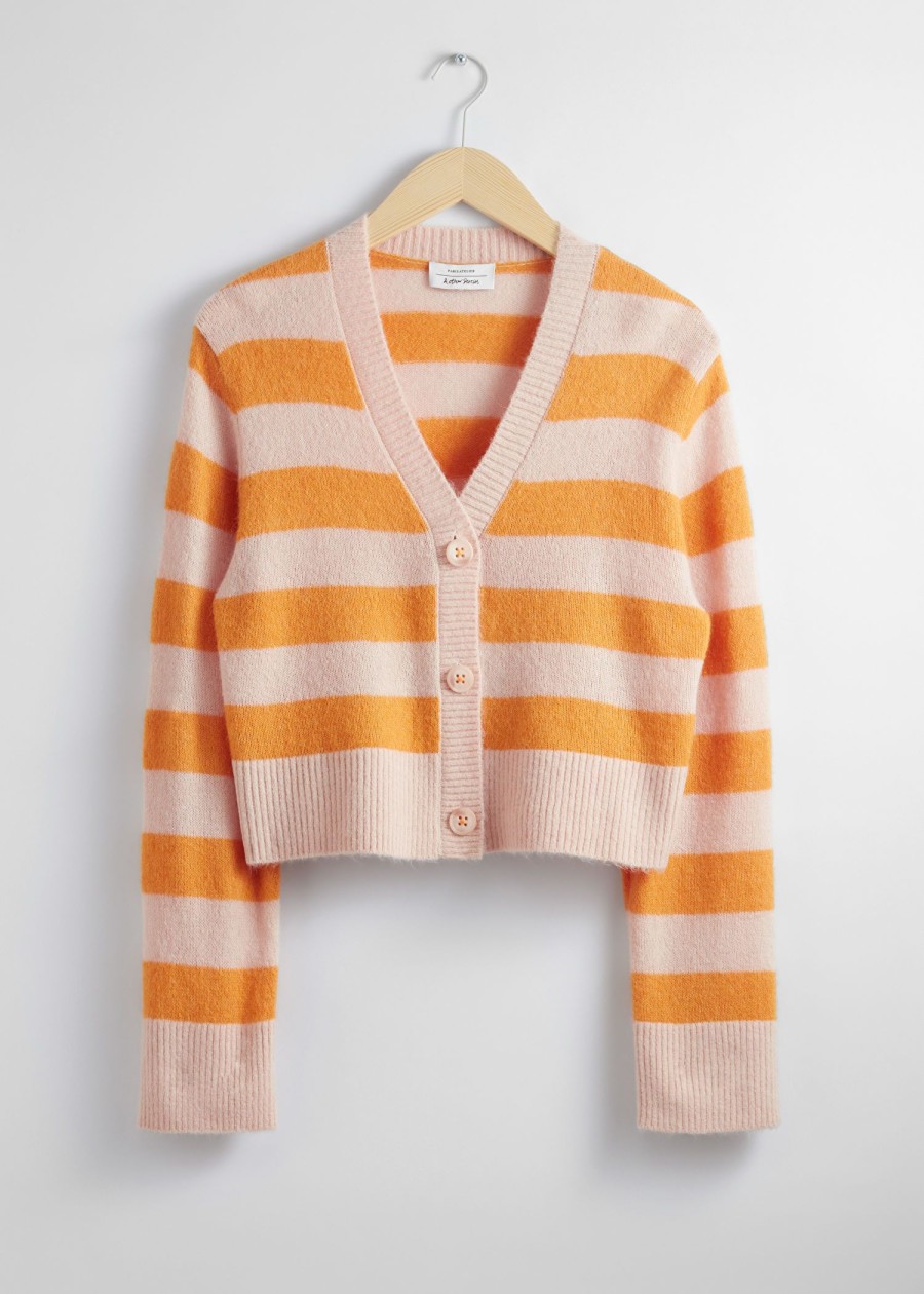 Klader & Other Stories | Croppad Stickad Cardigan Rosa/Orange/Randig