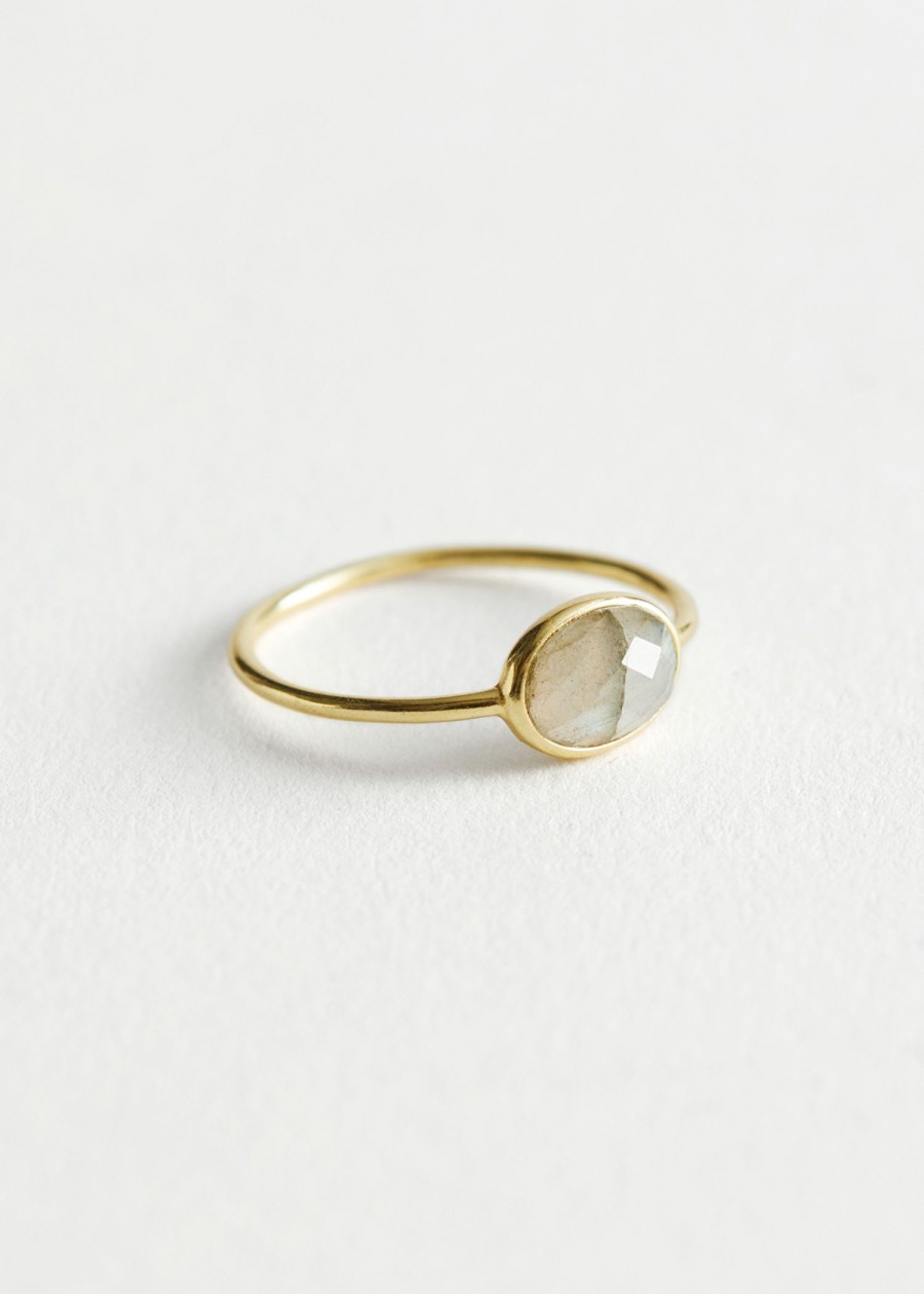 Smycken & Other Stories | Ring I Sterlingsilver Med Sten Gron Sten